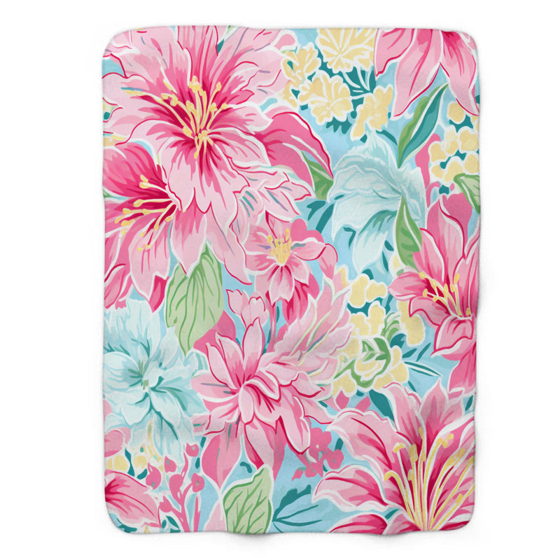 Motif de balise maritime - 1 pièce Sherpa Premium, L 60 po x L 80 po, Art floral printanier élégant