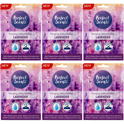 Hanging Moisture Absorber Dehumidifier Fresh Linen Lavender Wardrobe Damp Mould Condensation Remover Closet Storage (Pack Of 6)