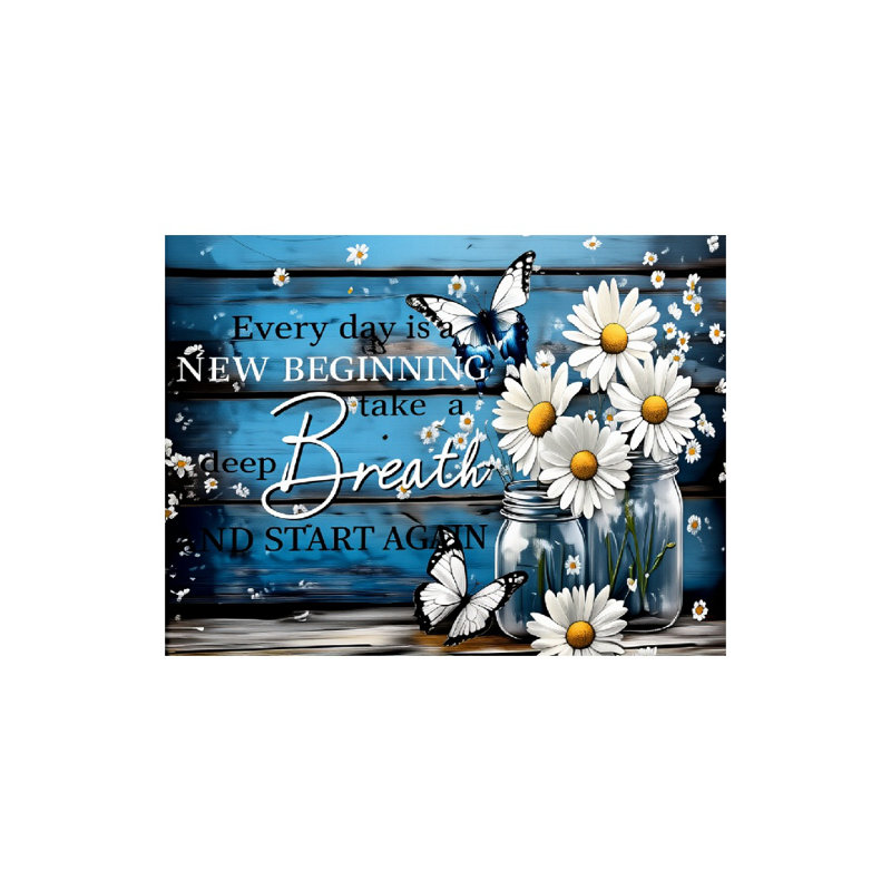 Marguerite bleue et papillon