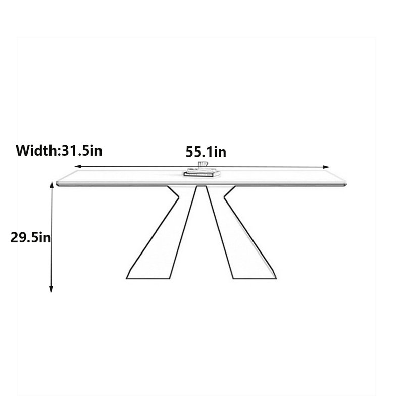 Table de salle à manger Italian Minimalist, H 29,5 po x L 55,1 po x l 31,5 po