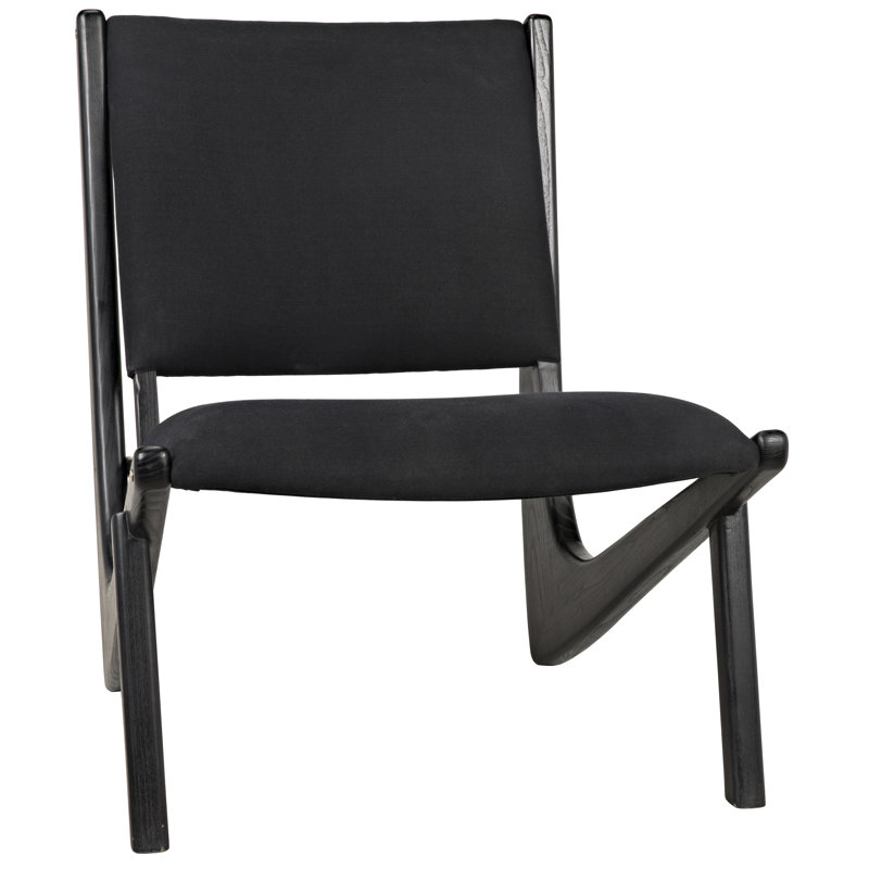 Handcrafted Black Distressed Wood Boomerang Chair