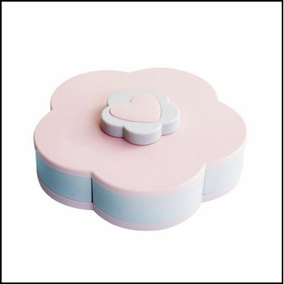 Flower Type Rotating Candy Box with 10 Compartments for Snacks, Nuts, and Dried Fruits, Non-Slip Bottom and BPA-Free Plastic