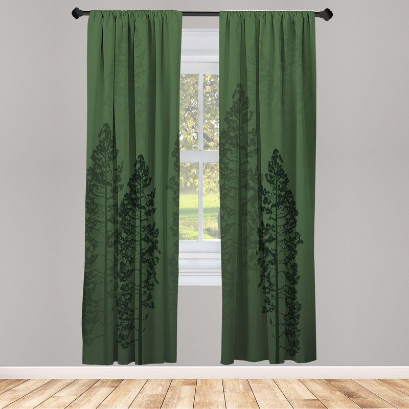 Paire de rideaux 28 po Ebern Designs, Vert forêt, L 28 po x L 95 po