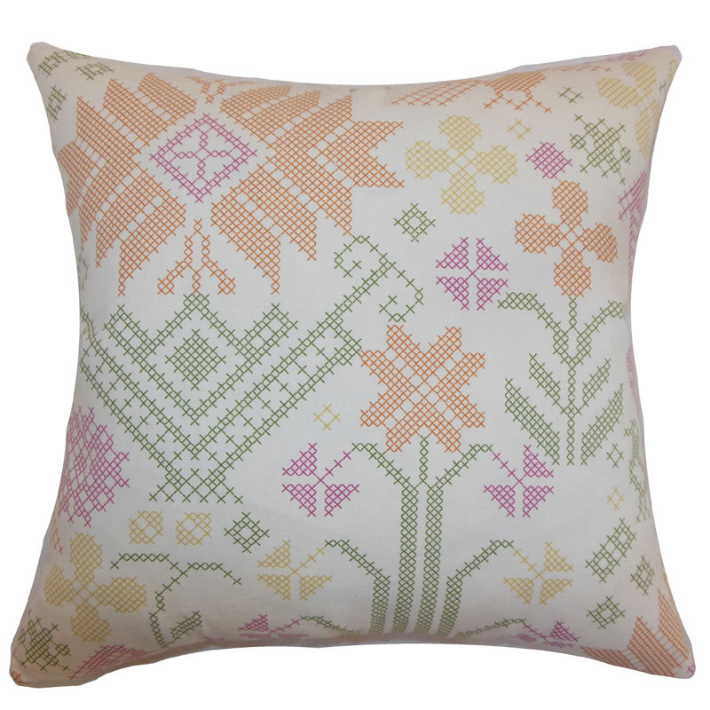 Coussin en coton Dori, Été, 20 po x 20 po, Housse de coussin seulement - sans insert