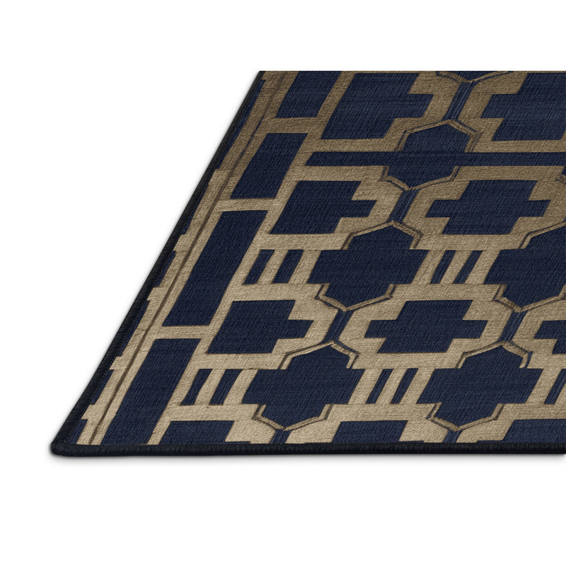 Tapis gris en treillis lavable à la machine, Rond 4 pi