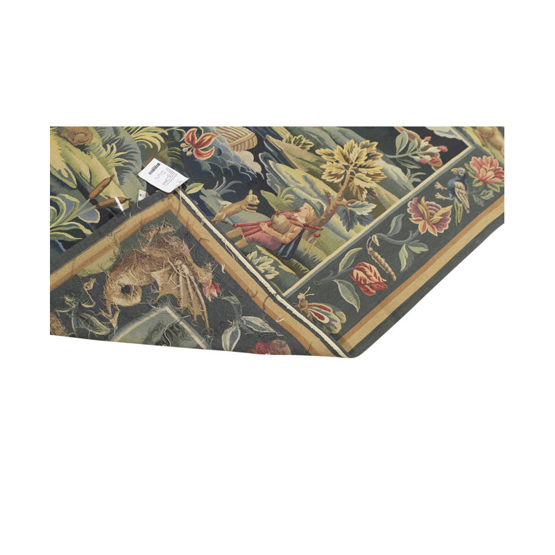 Hand-Knotted High-Quality Blue and Green Area Rug