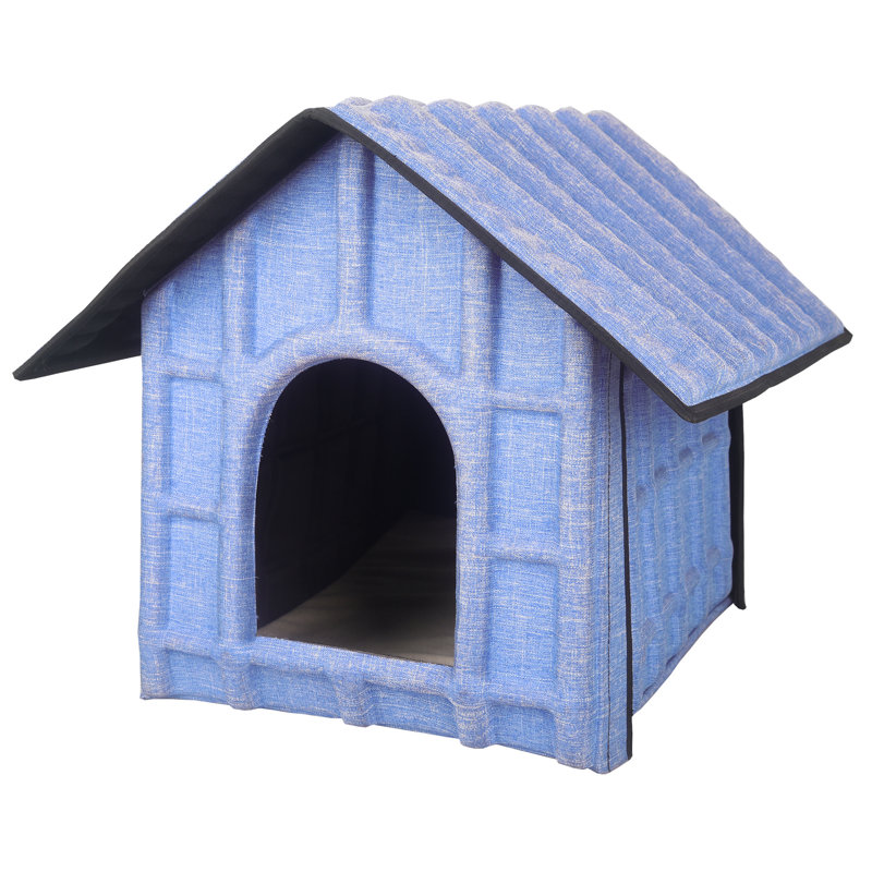 Maisonnette de voyage pliable avec passe-partout pour animaux Pet Collapsi-Pad, Bleu