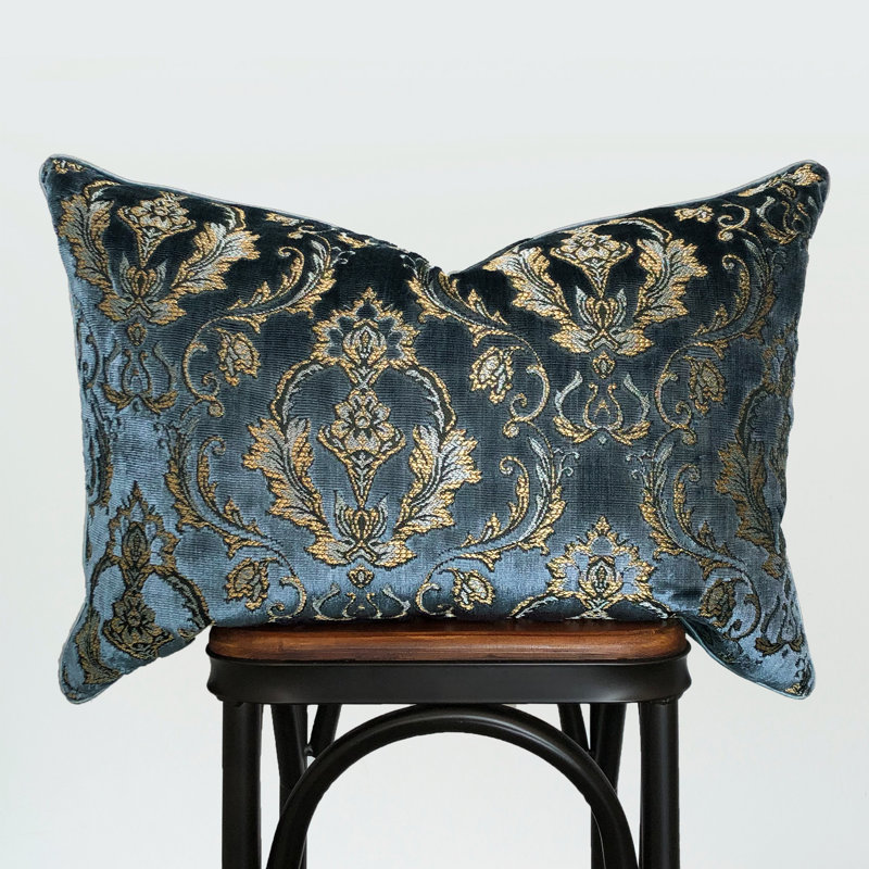 Damask Feather Throw Pillow, Royal