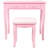 Pink Princess Vanity Desk Set With Mirror & Cushioned Stool, 4-Drawer Wooden Makeup Vanity Table For Girls' Bedroom, Dressing Table With Ample Storage-986134043