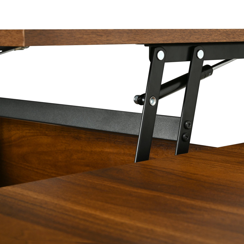 Table basse ovale à plateau relevable avec rangement dissimulé, Antique Brown