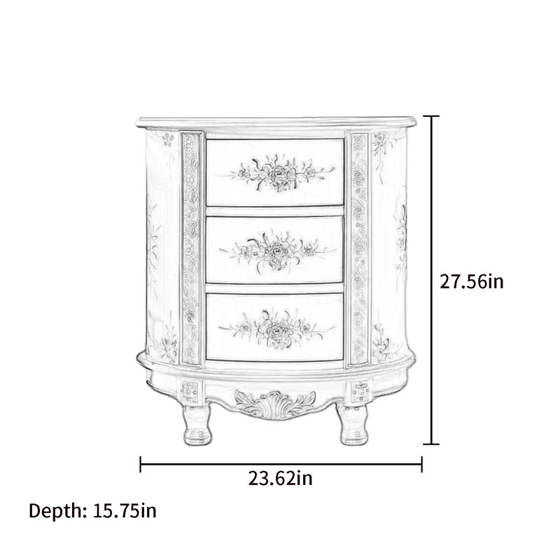 Hand-Painted 3-Drawer Accent Chest