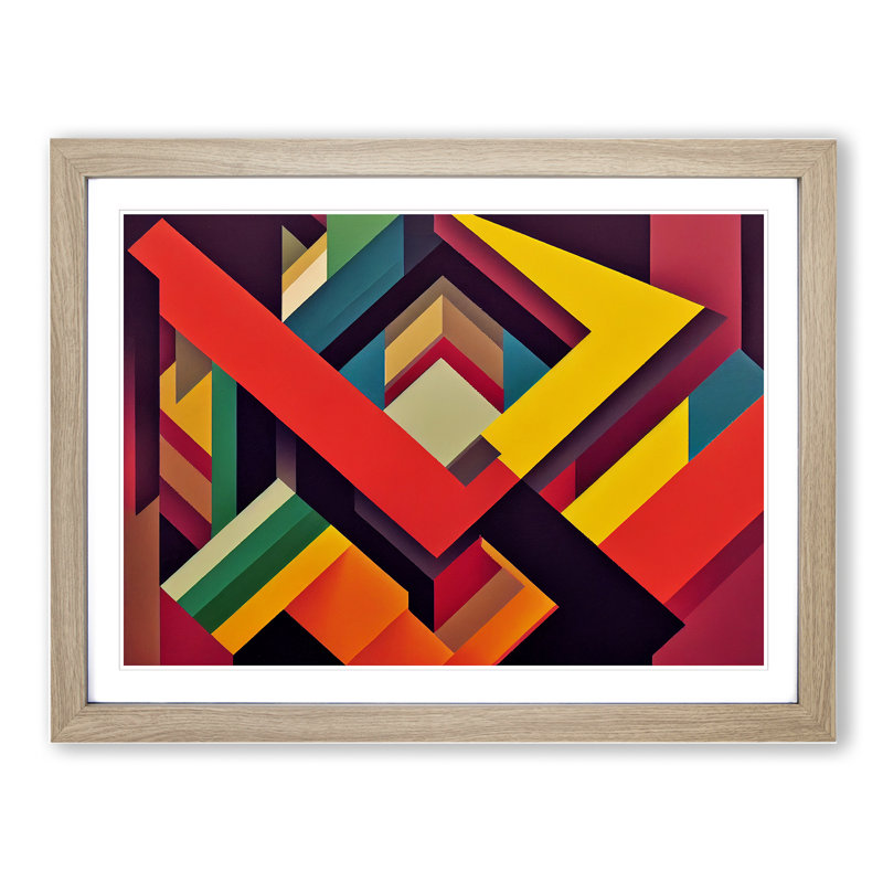 Imaginative Abstract - Single Picture Frame Print, 46cm H x 64cm W x 2cm D, Oak
