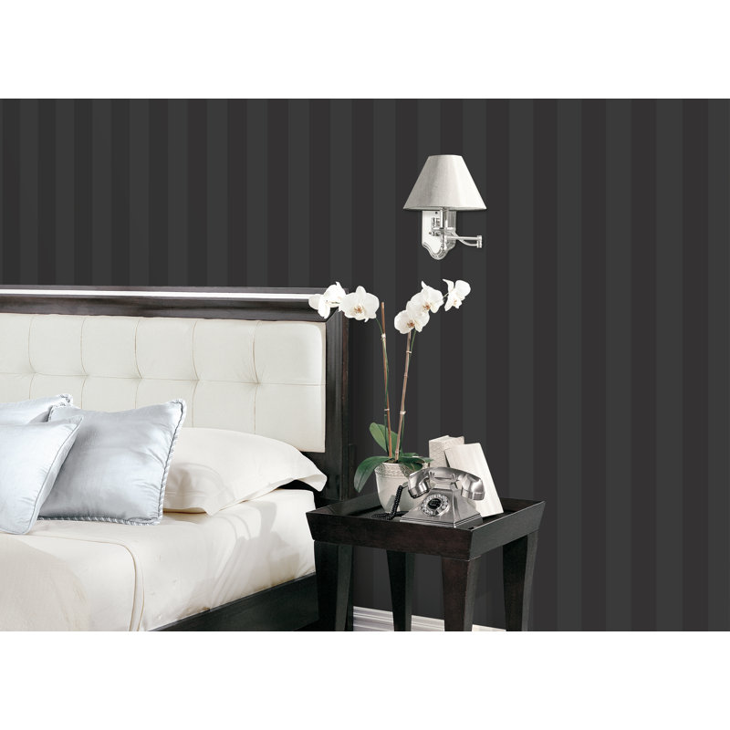 Rouleau de papier peint embossé 3 bandes Smart Stripes, Noir / Gris