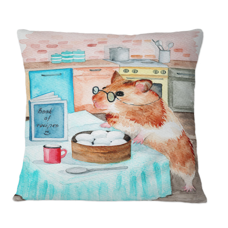 Coussin amusant avec un petit hamster amusant, 18 po x 18 po