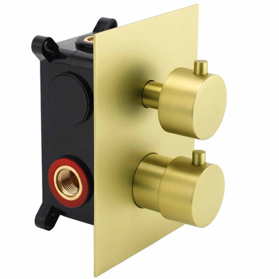 Adalhi BRASS Square Vale Hot Cold Mixer Tap Manual Double Concealed Diverter Shower Valve