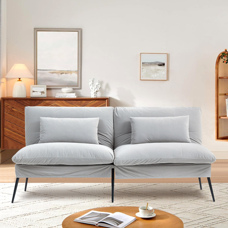 Causeuse-lit futon convertible, Polyester gris clair