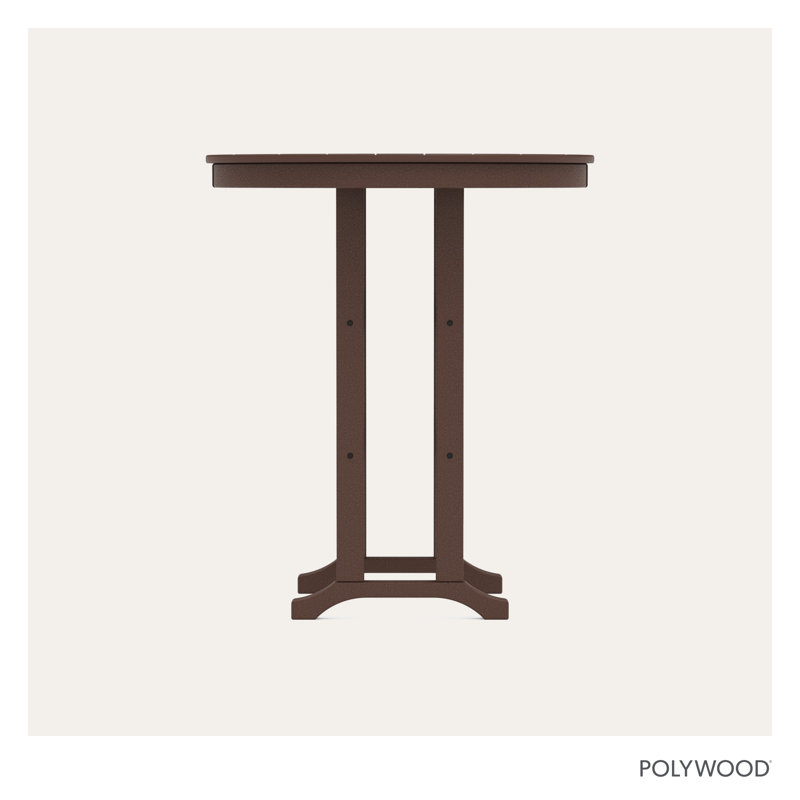 POLYWOOD Round Farmhouse Bar Table, Mahogany, 36"