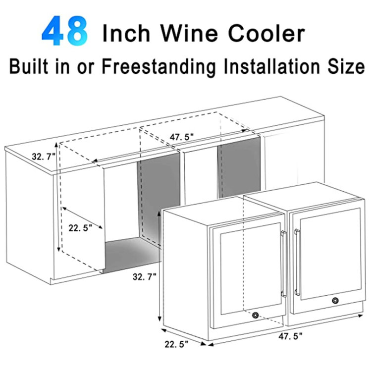 Yeego Combined 52 Bottles Wine Cooler & 140 Cans Beverage