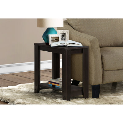 Table d'appoint en panneau de particules brun foncé à deux niveaux pour une utilisation polyvalente dans le bureau et le coin-détente