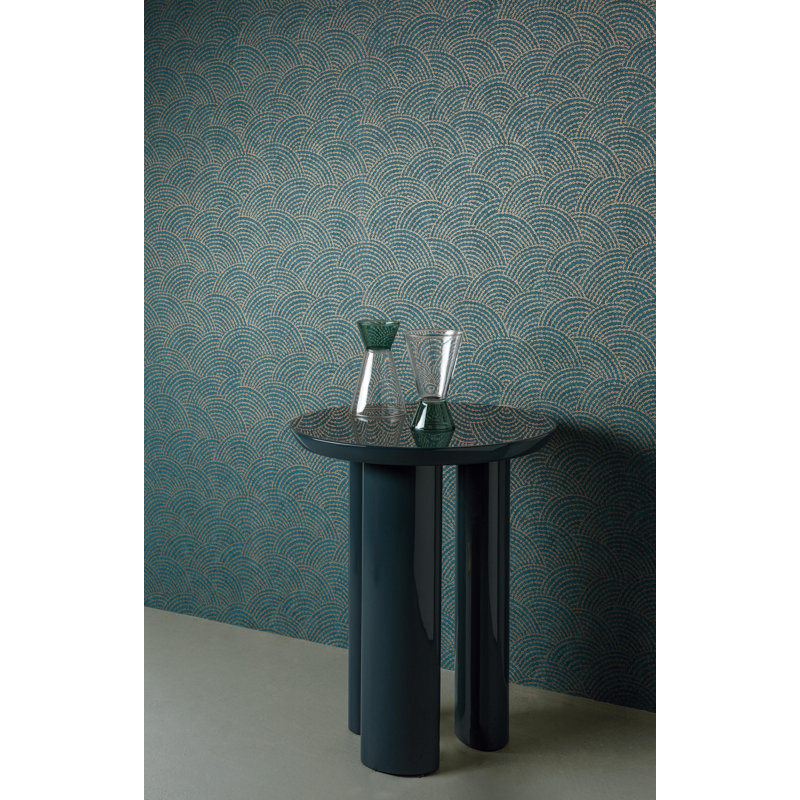 Rouleau de papier peint coquillage clair L 33 pi x l 21 po Katreena, Bleu
