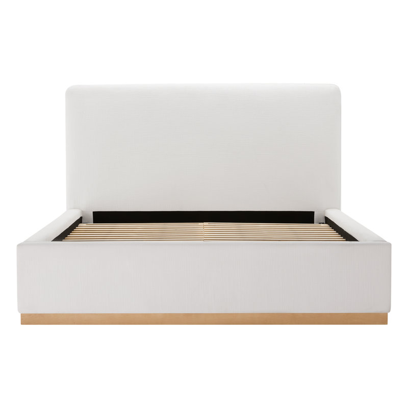 Delpha Grounded Upholstered Wood Base Bed, Queen, Selene White