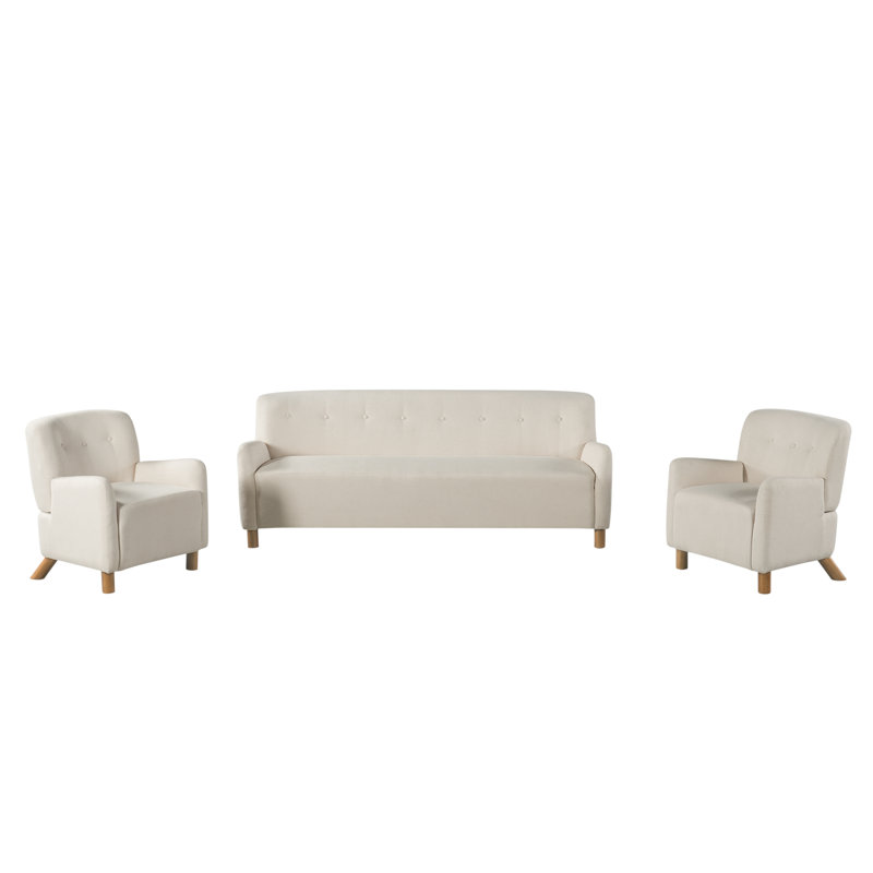 Ensemble de canapé et fauteuils capitonnés 3 pièces Hearthline pour petit espace, Beige