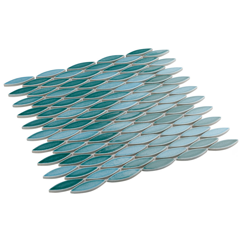 Pescado 1" x 2" Porcelain Mosaic Wall & Floor Tile, Teal/Aqua