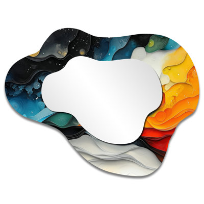 Minimalist Ethereal Abstract Marble Ocean I - Abstract Irregular Asymmetrical Mirror, Modern Wall Mirror, Printed on Metal