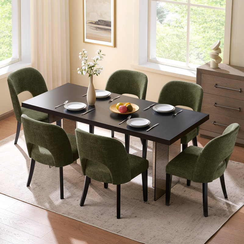 47 cm H Upholstered Chenille Dining Chair, Green