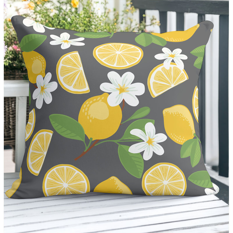 Coussin décoratif extérieur Lemmie, Carré 18 po, Gris anthracite