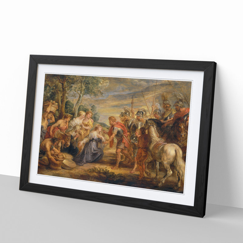 The Meeting of David and Abigail by Peter Paul Rubens - Picture Frame Painting, 36cm H x 48cm W x 2cm D, Black Framed