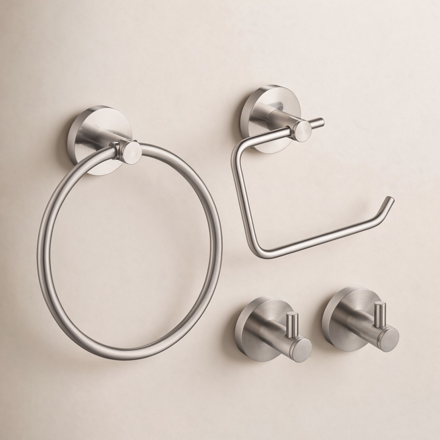 Circular 4-Piece Bathroom Hardware Set, Brushed Nickel