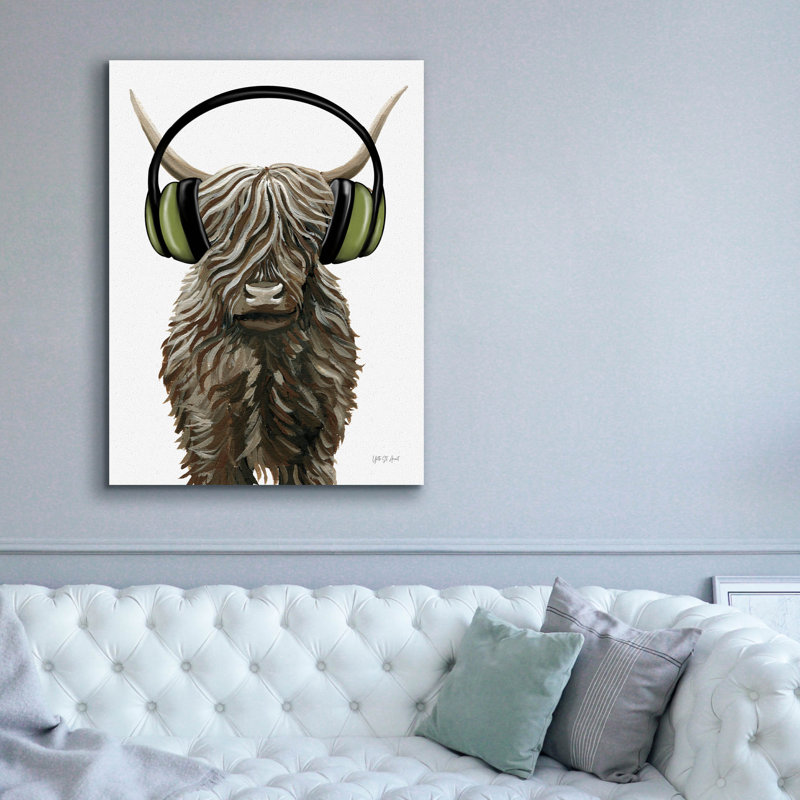 «Music Cow» par Yvette St. Amant, art mural sur toile, H 54 po x l 40 po x P 1,5 po