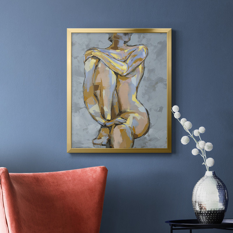 Toile encadrée de qualité supérieure «Grey Maiden I» - prête à être accrochée, Or, H 24 po x l 20 po