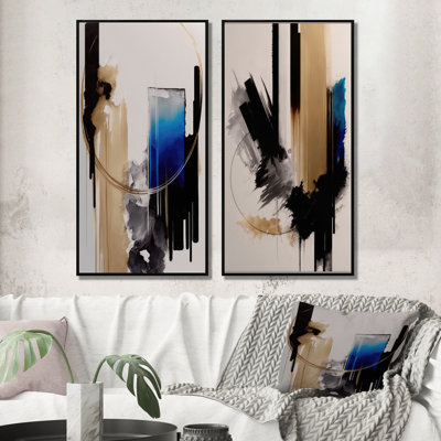 " Blue Minimalist Abstract II " 2 - Pieces