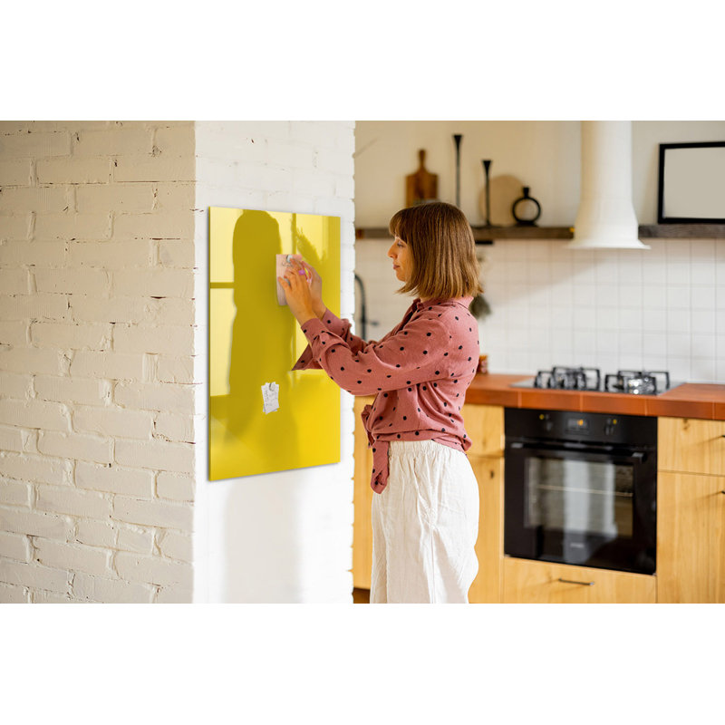 Magnetic Glass Dry Erase Board, Light Yellow