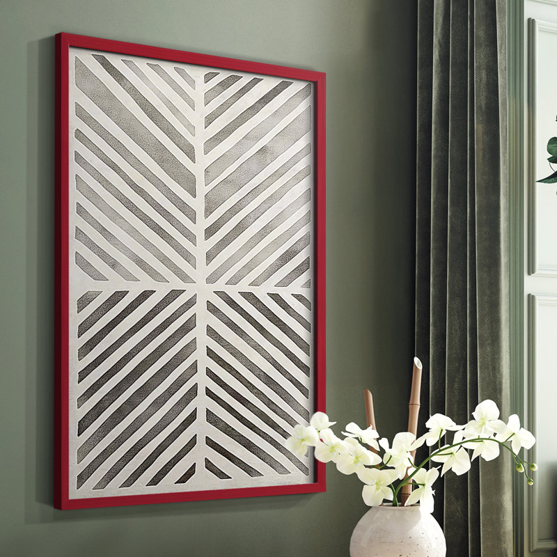 Reproduction encadrée abstraite CLX III - prête à être suspendue - fabriquée aux États-Unis, H 10 po x l 8 po, Rouge