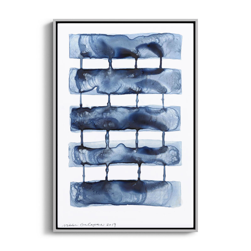 Gareth Stitched Together I by Nikki Galapon - Solid Wood Rectangle Print Single Piece Item on Canvas, Silver Framed Canvas