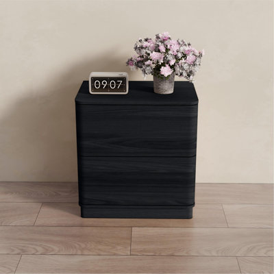 Minimalist Textured Rounded Corner 2-drawer Nightstand