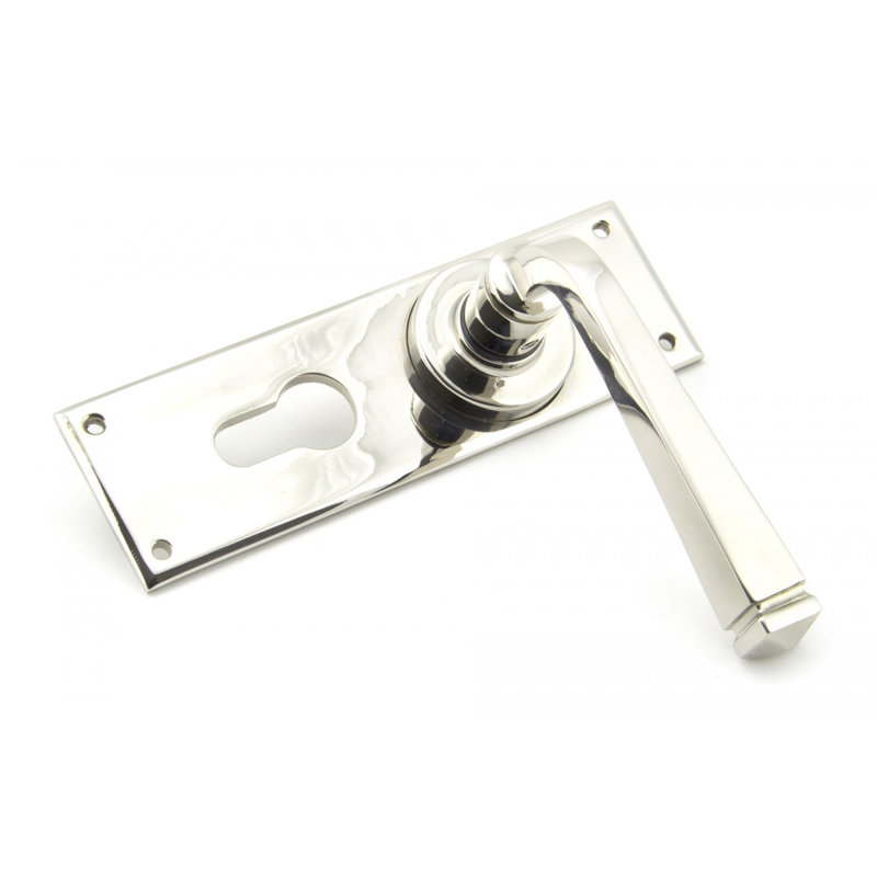 Avon Lock Door Handle Kit, Polished Nickel
