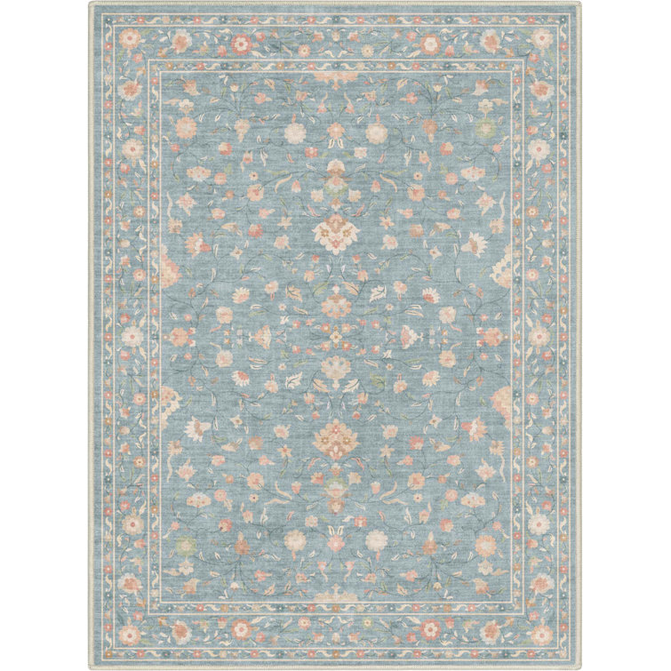 Bungalow Rose Aylena Hereke Floral Blue Area Rug