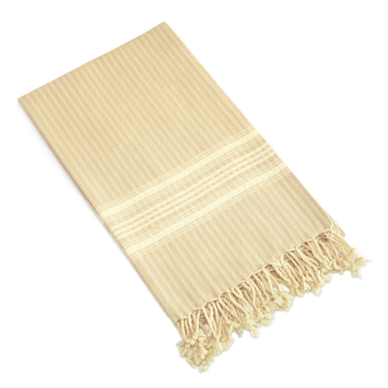 Serviette de plage luxueuse 100% coton pestema à chevrons Luxe, Beige