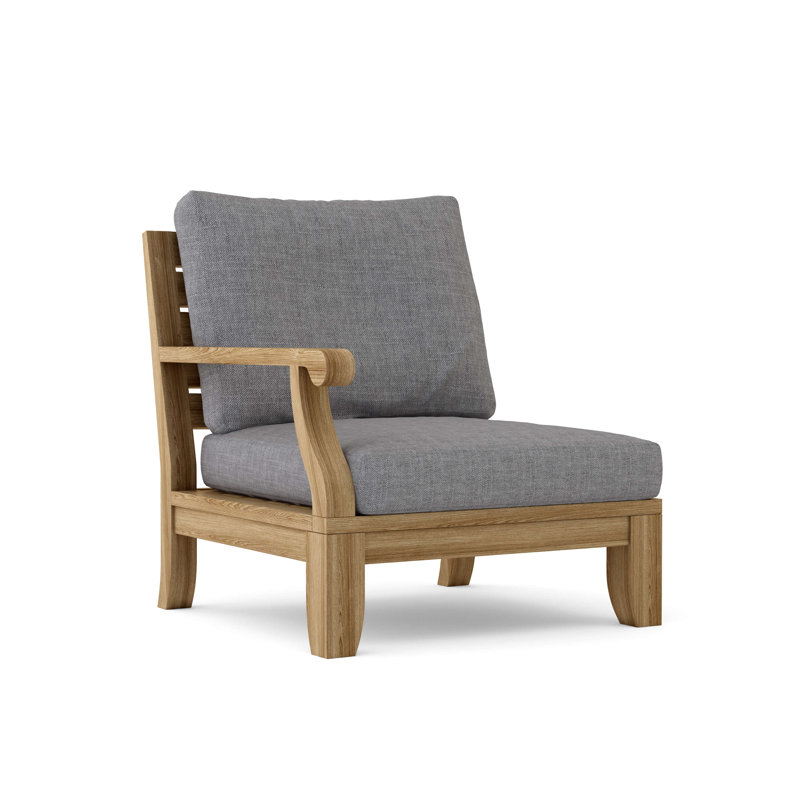 Outdoor Teak Lounge Chair, Cast Slate
