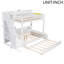 Lit simple superposé au dessus d'un lit double avec escalier de rangement, lit gigogne, tablettes de rangement, DEL et USB-1720330707