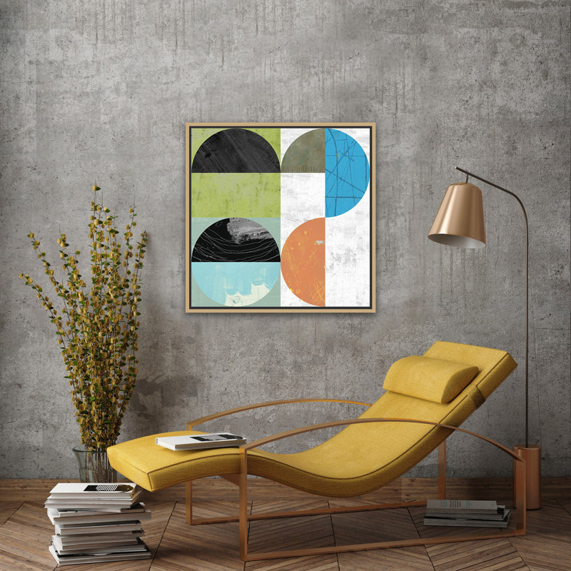 Quarterly Constructs 4 - Cadre flottant, peinture sur toile, Or, H 18 po x l 18 po x P 2 po