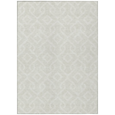 5' X 8' Ivory And Light Gray Geometric Washable Indoor Outdoor Area Rug