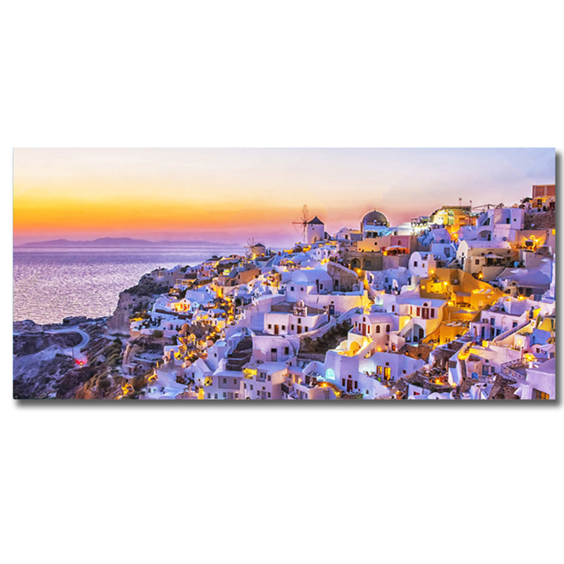Santorini At Sundown Print, Aluminum