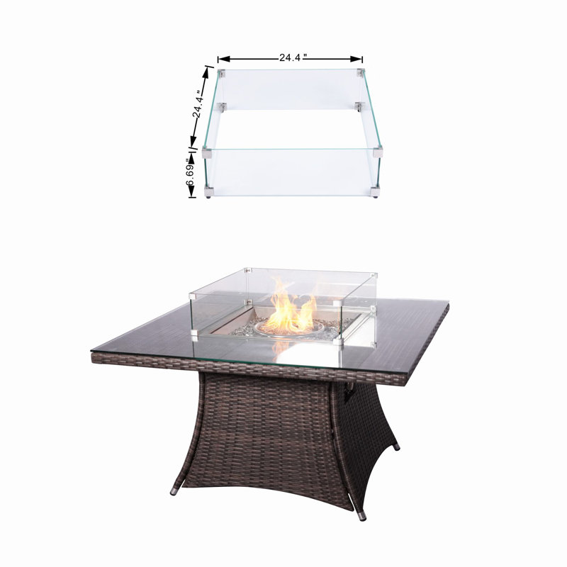 4 - Person Wicker Patio Dining Set with Square Table , Cushions Included