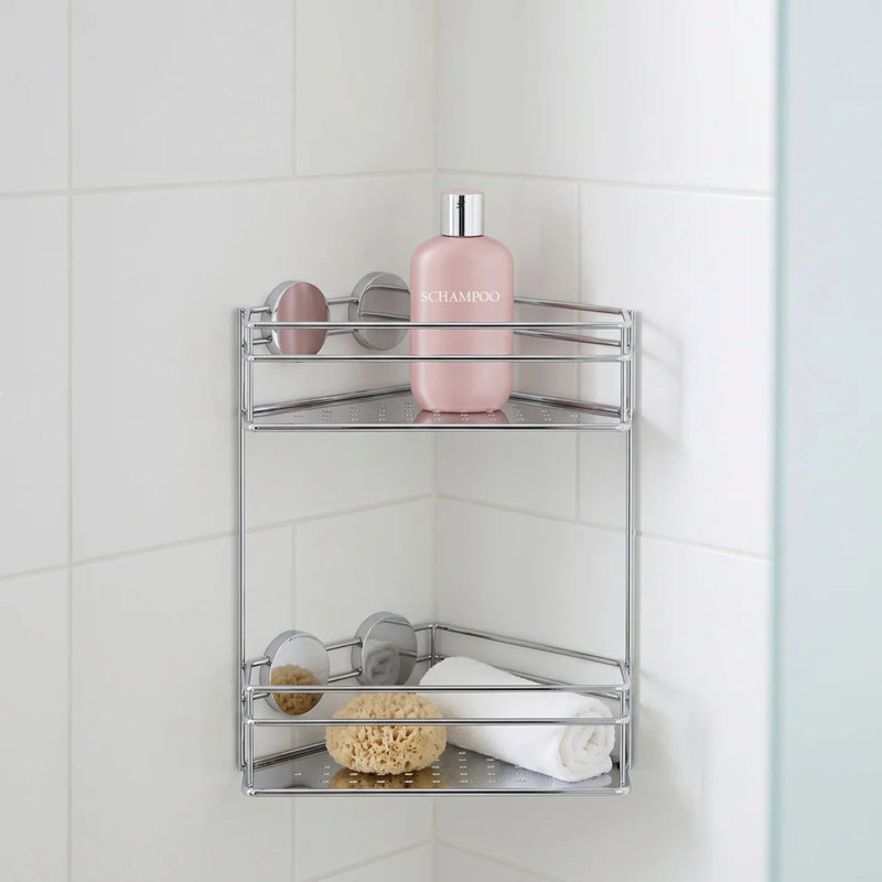 Panier de douche à double coin adhésif Sef, Chrome