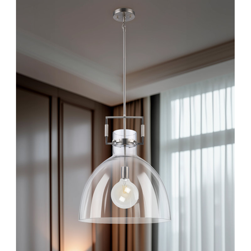 Luminaire suspendu 1 lumière Miami, Nickel brossé